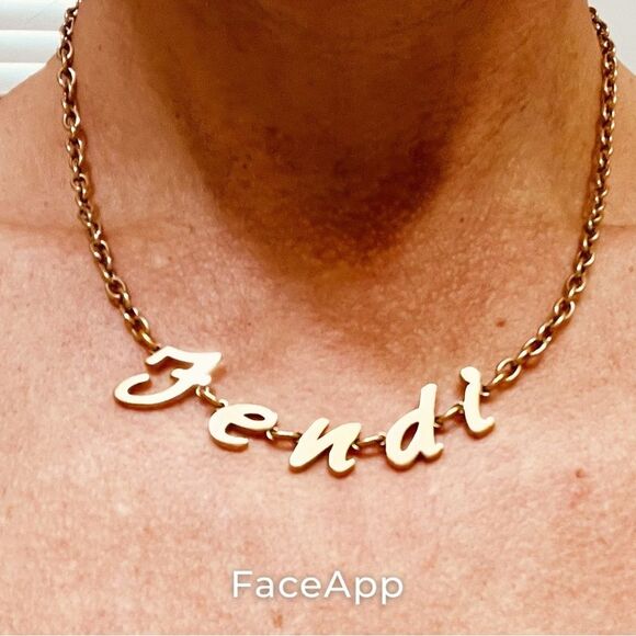 FENDI Script Necklace Gold Tone - Picture 3 of 9